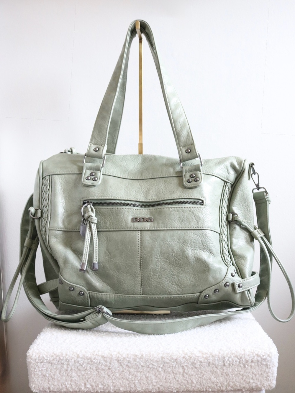 BDG Faux Leather Cindy Shoulder Bag Green